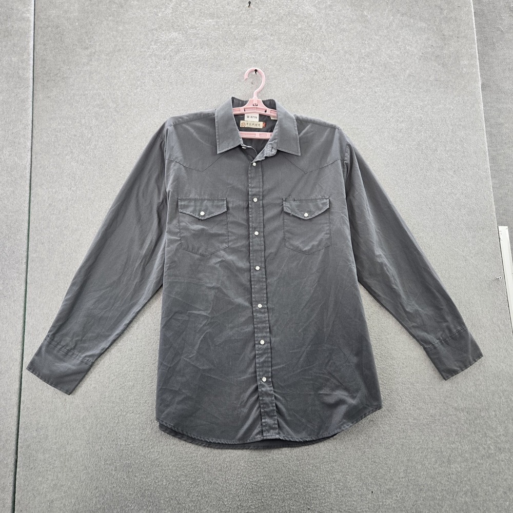 Roper Men Button Up Shirt XL Gray Geometric Western Pearl Snap Aztec
